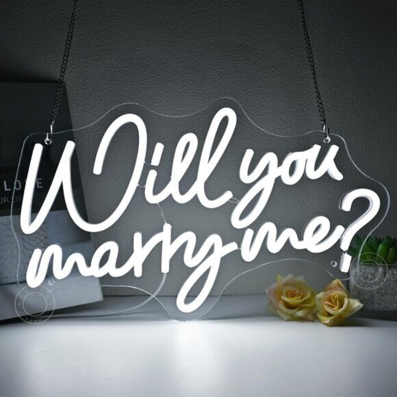 New Will You Marry Me LED Neon Sign Proposal Wedding Engagement Decor USB
